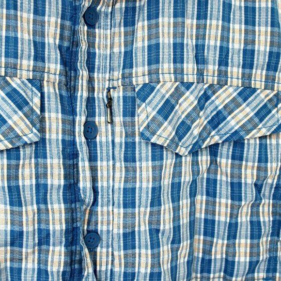 Royal Robbins Mens Size Small Hidden Pocket Travel Blue Plaid Button Shirt - Picture 5 of 5